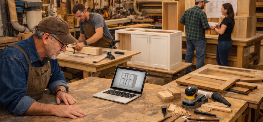 professionals are designing and crafting custom cabinets.